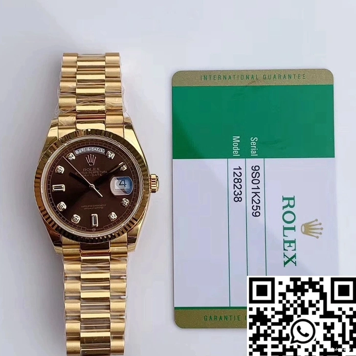 Yellow Gold EW Gray M128238-0022 Dial Day-Date Rolex Factory 0517